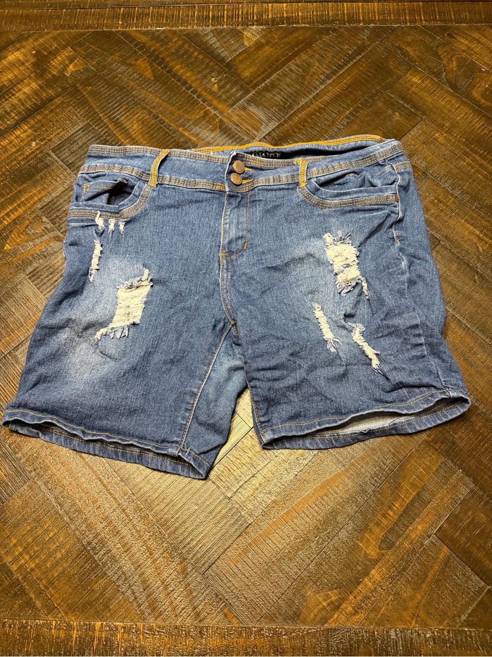Women's Distressed Denim Jean Shorts - Blue
